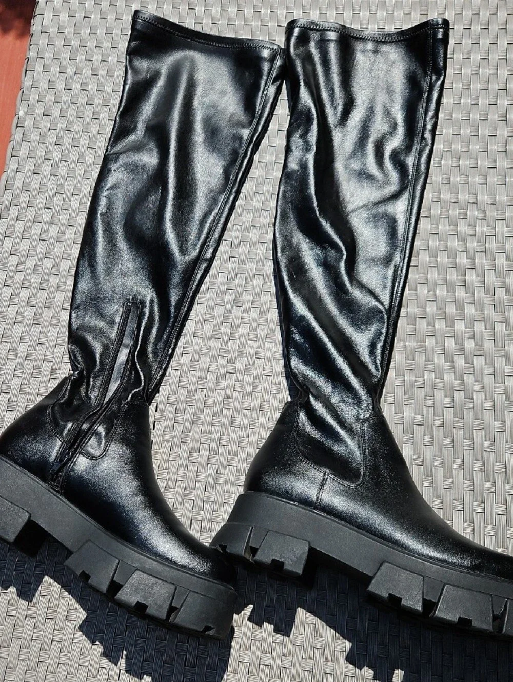 Aldo Black Over-the-Knee Lug Sole Pull-On Boots Size 10